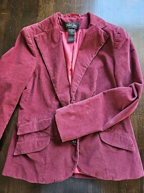 Burgundy Corduroy Blazer with Pink Lining - London Jean